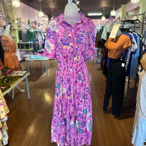 Vibrant Floral Maxi Dress in Pink - Picture 2 of 2